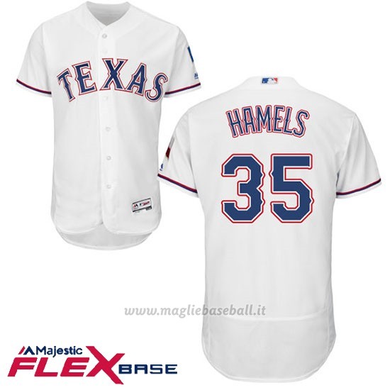 Maglia Baseball Uomo Texas Rangers Cole Hamels Bianco Autentico Collezione Flex Base